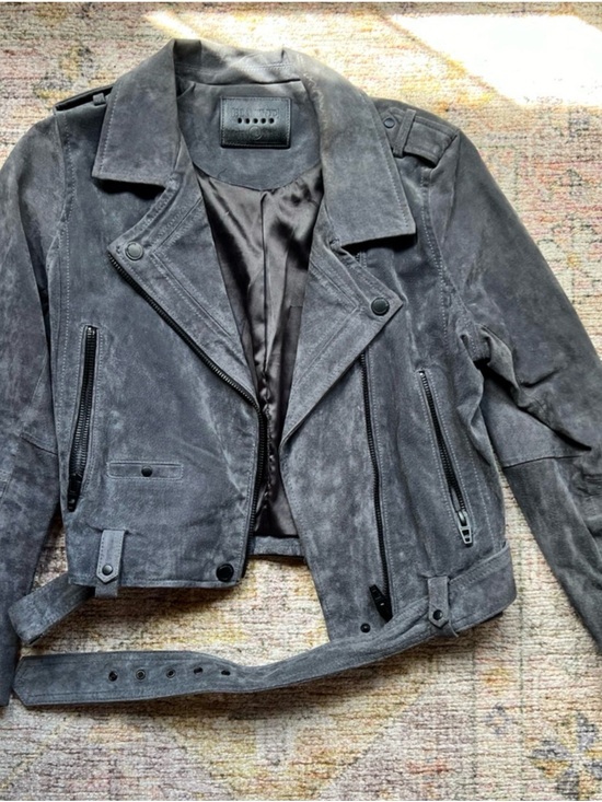 Blank NYC Jackets & Blazers - Blank NYC Gray Suede Cropped Biker Jacket